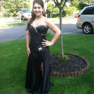 Black Studded Mori Lee Prom Dress